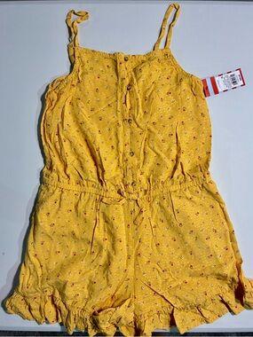 Cat & Jack Yellow Floral Romper with Ruffle Hem